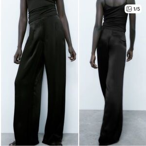 Zara Satin pleated trousers